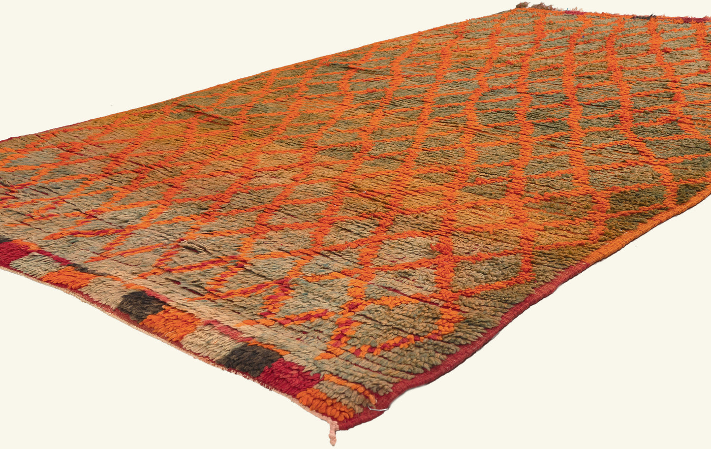 5 x 7 - Orange Vintage Boujad Moroccan Rug - 22019