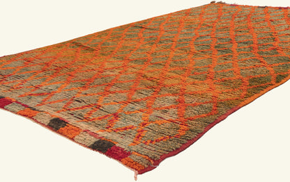 5 x 7 - Orange Vintage Boujad Moroccan Rug - 22019