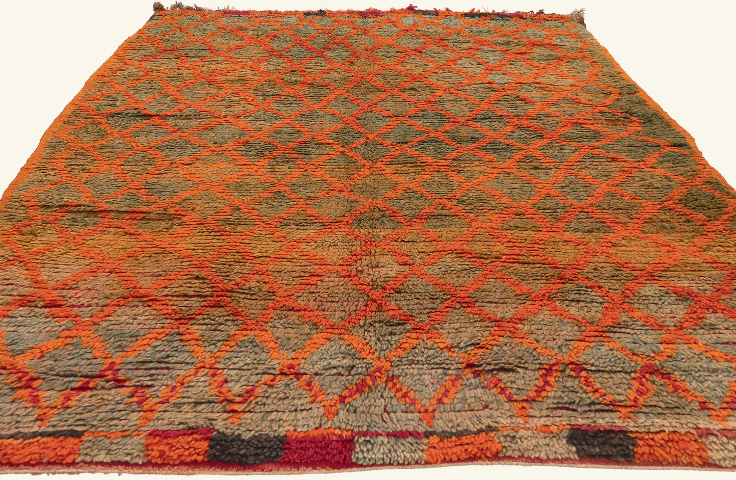 5 x 7 - Orange Vintage Boujad Moroccan Rug - 22019
