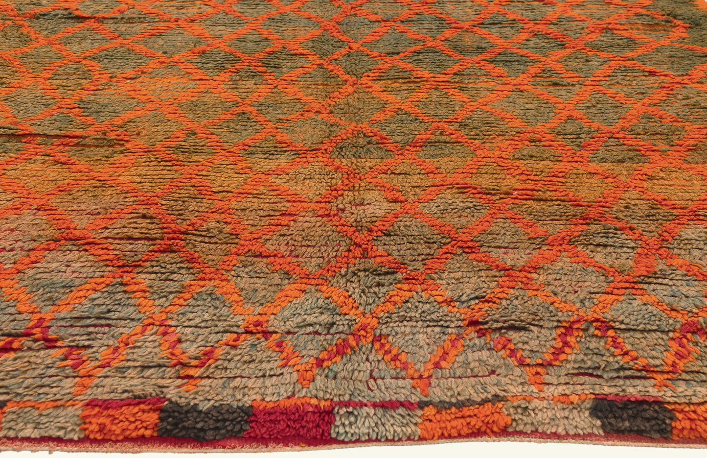 5 x 7 - Orange Vintage Boujad Moroccan Rug - 22019
