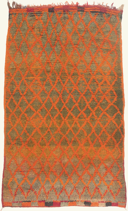 5 x 7 - Orange Vintage Boujad Moroccan Rug - 22019