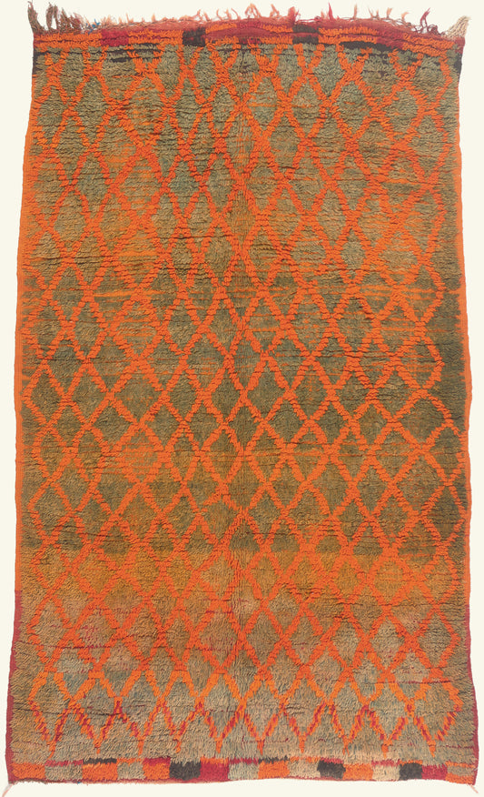 5 x 7 - Orange Vintage Boujad Moroccan Rug - 22019