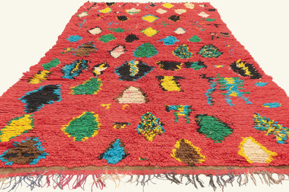 5 x 10 - Red Vintage Boujad Moroccan Rug - 22020