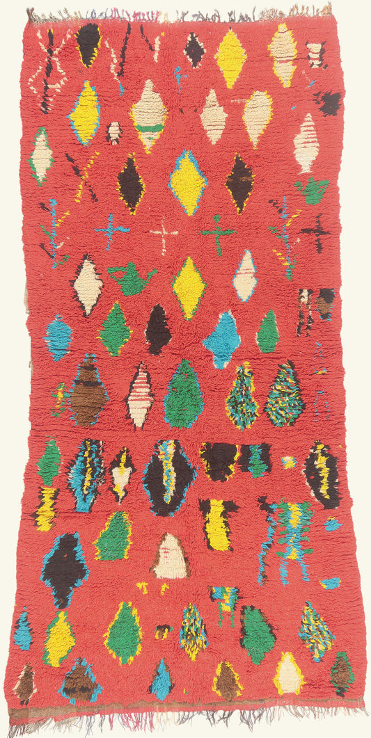 5 x 10 - Red Vintage Boujad Moroccan Rug - 22020