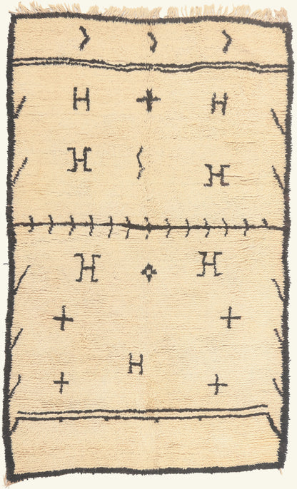 6 x 9 - Ivory Vintage Azilal Moroccan Rug - 22021