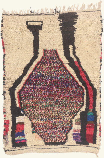 4 x 6 - Ivory Vintage Azilal Moroccan Rug - 22023