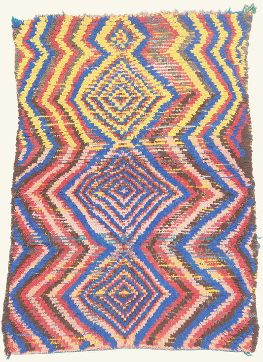 5 x 7 - Multicolor Vintage Azilal Moroccan Rug - 22024