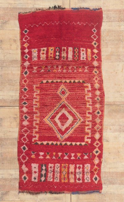 4 x 8 - Red Vintage Boujad Moroccan Rug - 22025