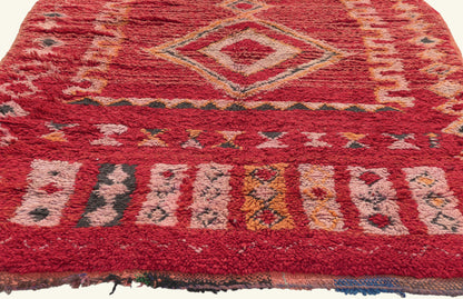 4 x 8 - Red Vintage Boujad Moroccan Rug - 22025