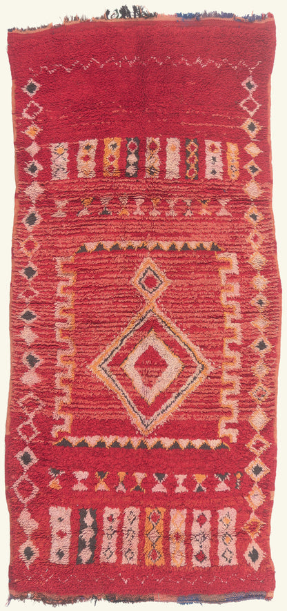 4 x 8 - Red Vintage Boujad Moroccan Rug - 22025