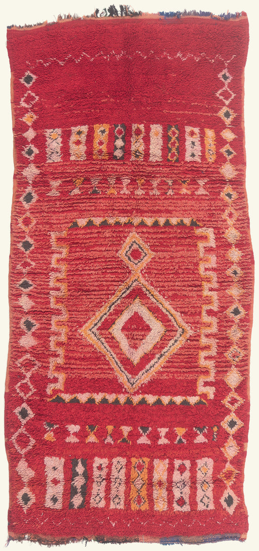 4 x 8 - Red Vintage Boujad Moroccan Rug - 22025
