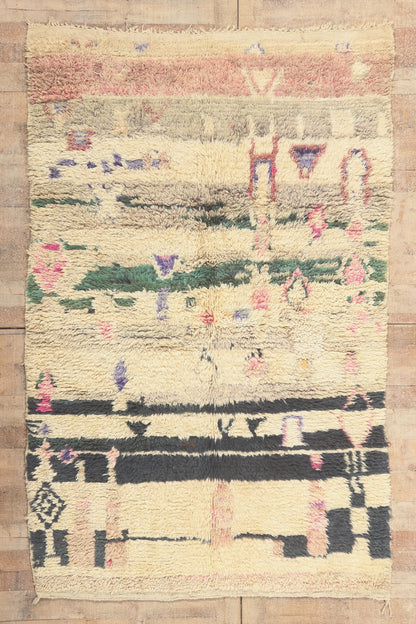 5 x 8 - Ivory Vintage Azilal Moroccan Rug - 22029