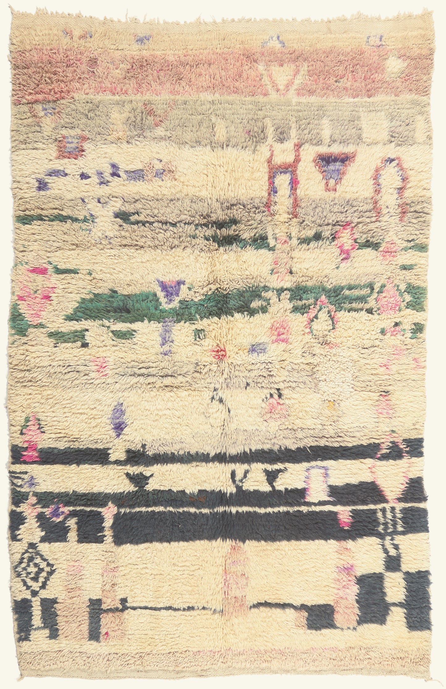 5 x 8 - Ivory Vintage Azilal Moroccan Rug - 22029
