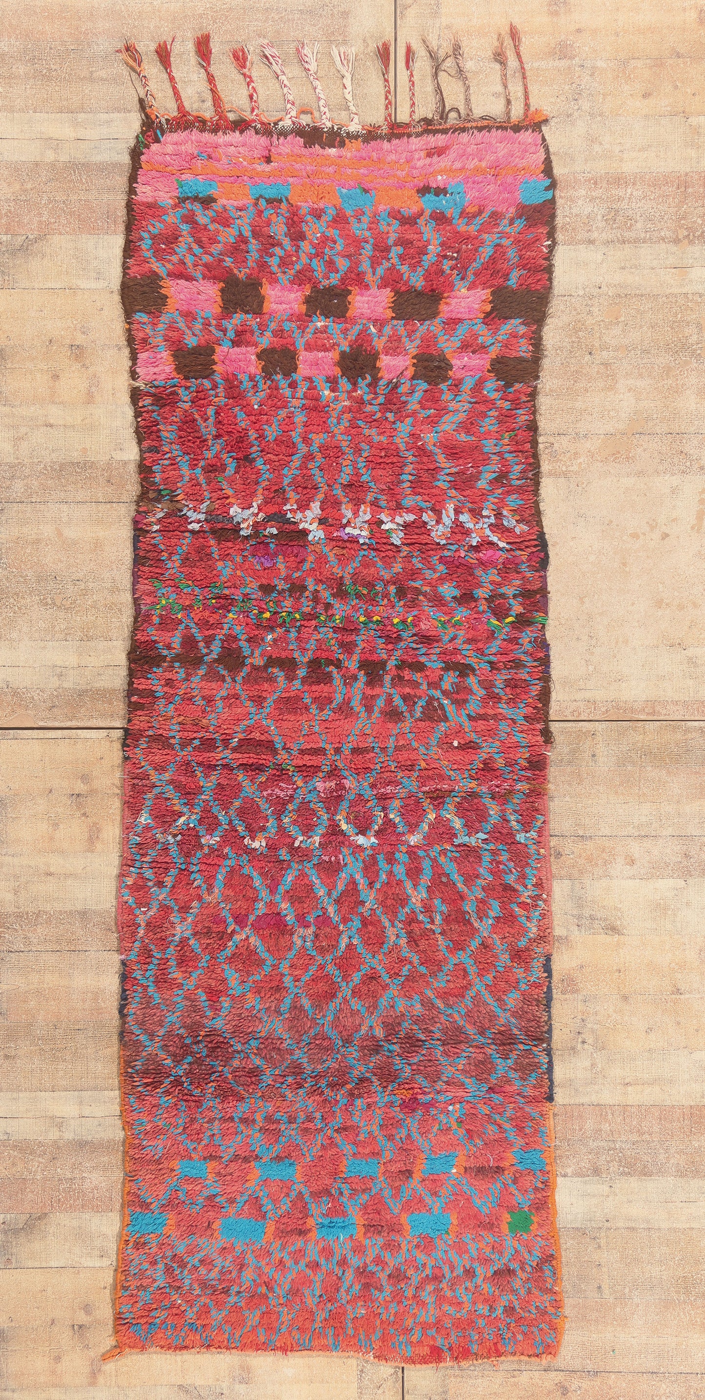 3 x 9 - Red Vintage Boujad Moroccan Rug - 22030