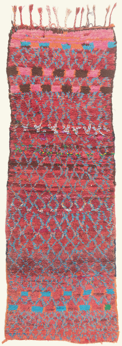 3 x 9 - Red Vintage Boujad Moroccan Rug - 22030