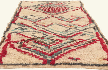 4 x 7 - Ivory Vintage Azilal Moroccan Rug - 22032