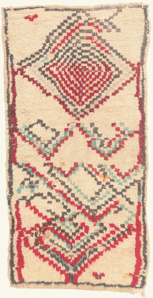 4 x 7 - Ivory Vintage Azilal Moroccan Rug - 22032