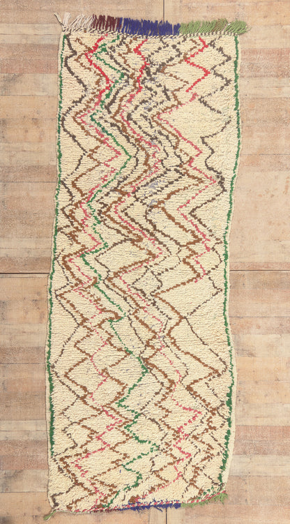3 x 9 - Ivory Vintage Azilal Moroccan Rug - 22036