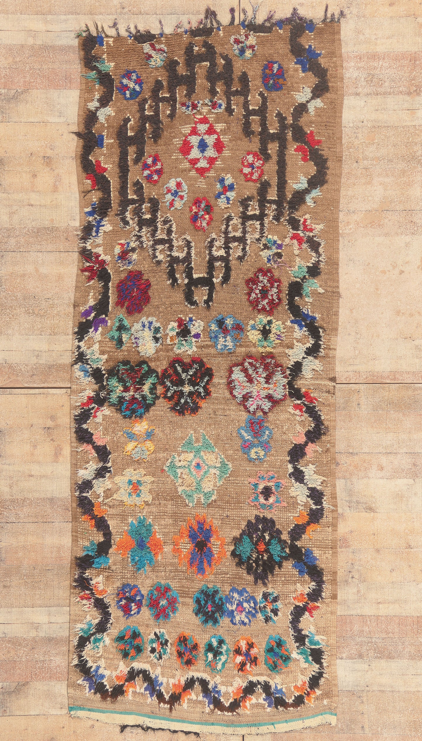 3 x 8 - Brown Vintage Boujad Moroccan Rug - 22039
