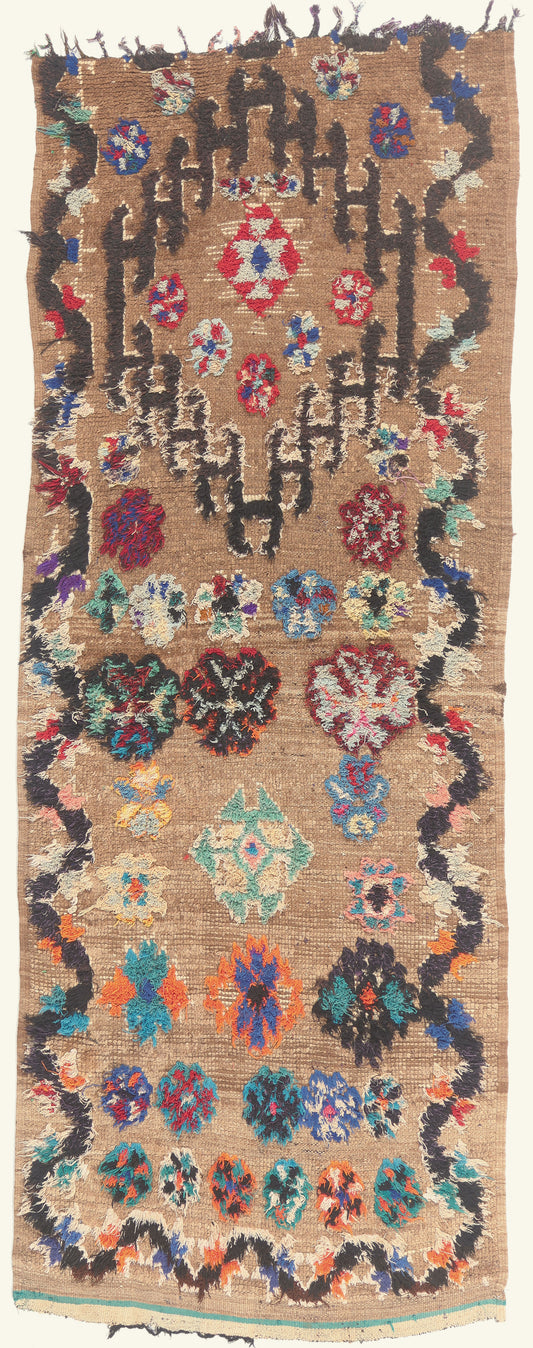 3 x 8 - Brown Vintage Boujad Moroccan Rug - 22039