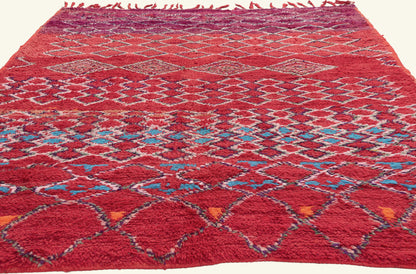 6 x 9 - Red Vintage Beni MGuild Moroccan Rug - 22040