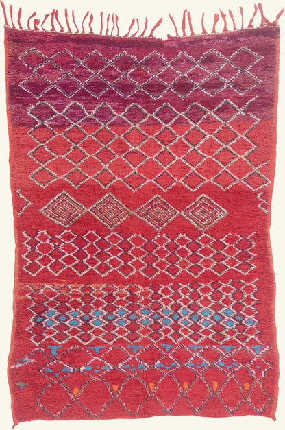 6 x 9 - Red Vintage Beni MGuild Moroccan Rug - 22040