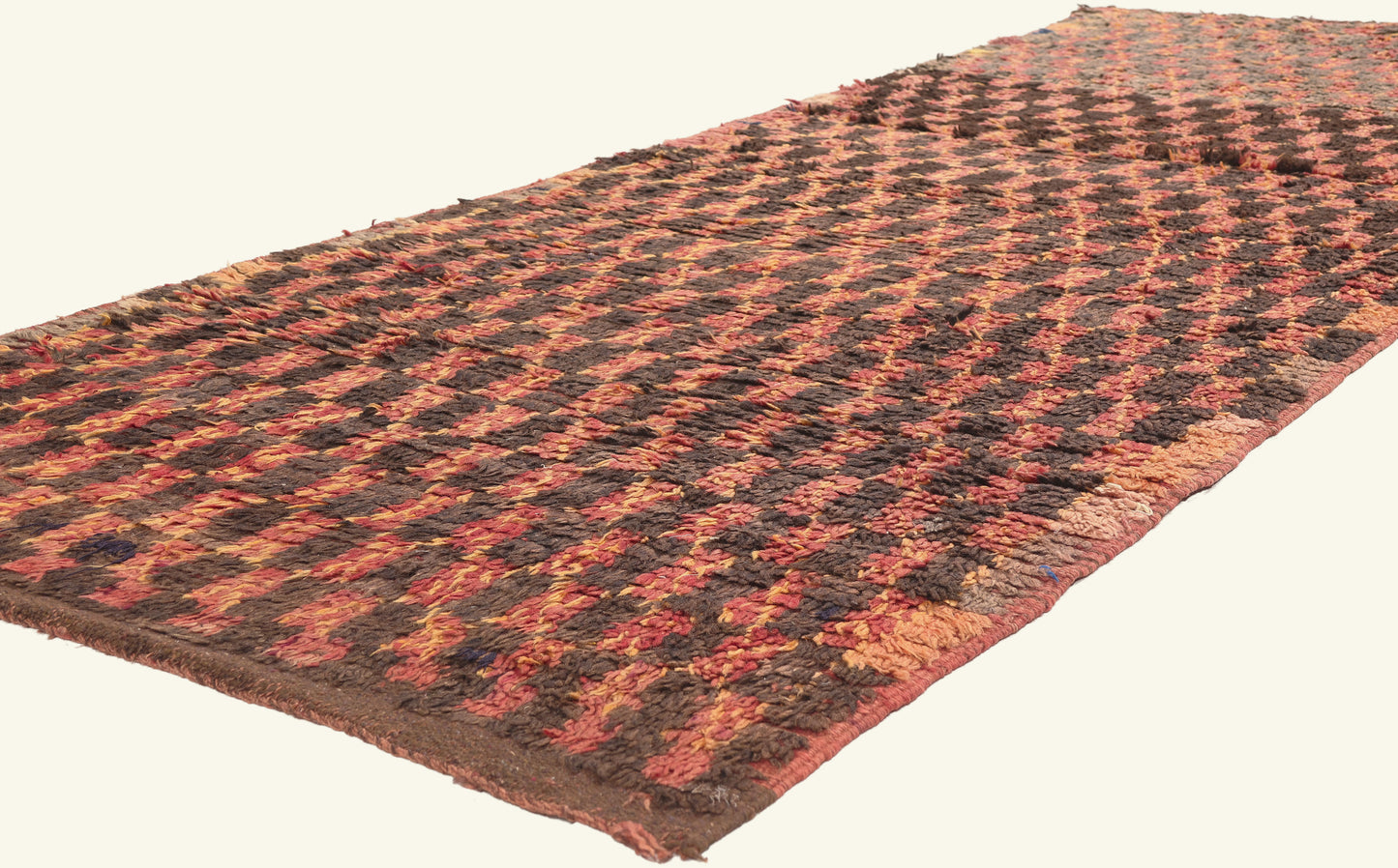 4 x 9 - Brown Vintage Boujad Moroccan Rug - 22041
