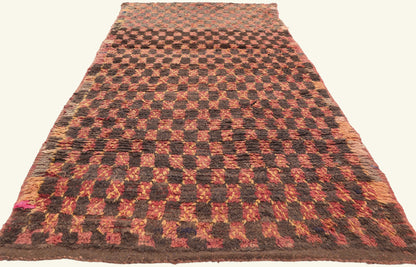 4 x 9 - Brown Vintage Boujad Moroccan Rug - 22041