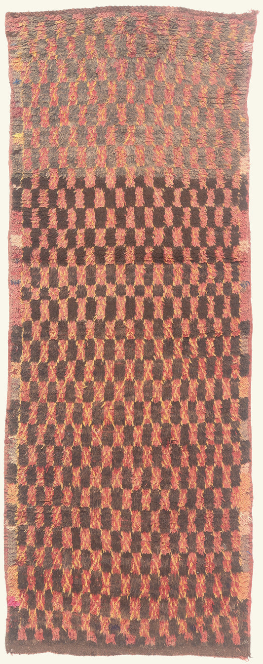 4 x 9 - Brown Vintage Boujad Moroccan Rug - 22041