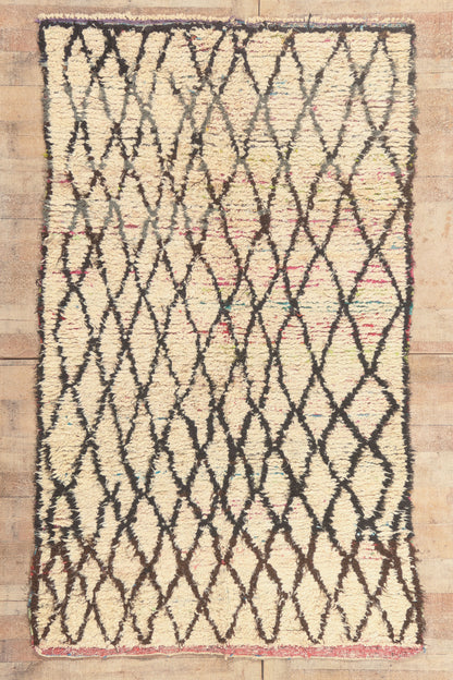 5 x 8 - Ivory Vintage Azilal Moroccan Rug - 22042