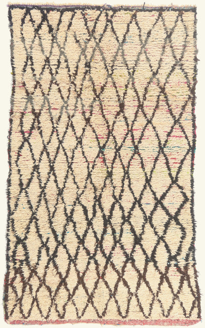 5 x 8 - Ivory Vintage Azilal Moroccan Rug - 22042