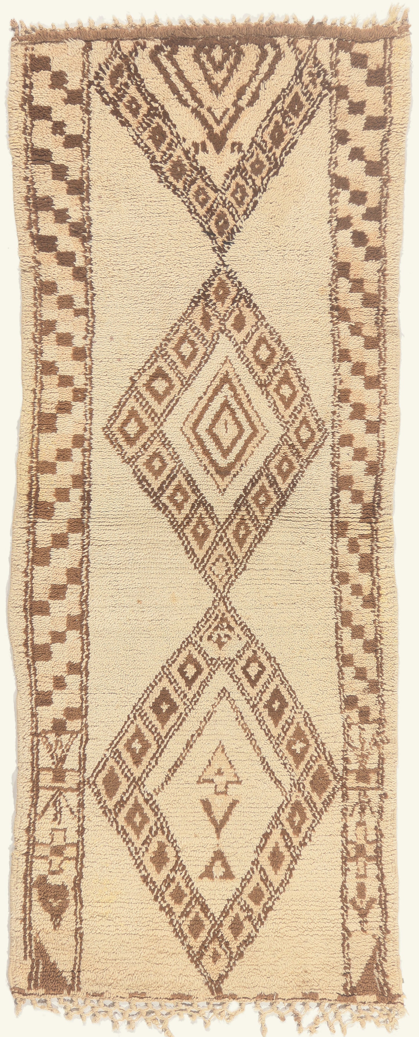 3 x 8 - Ivory Vintage Azilal Moroccan Rug - 22043