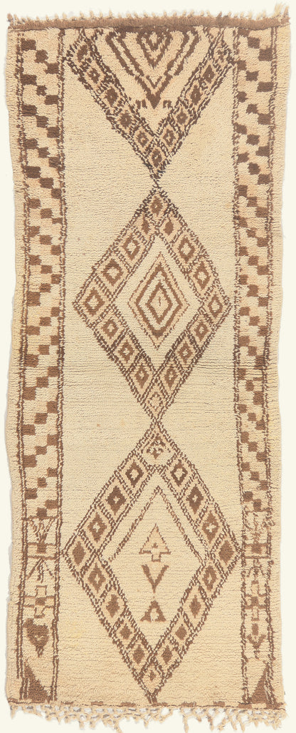 3 x 8 - Ivory Vintage Azilal Moroccan Rug - 22043
