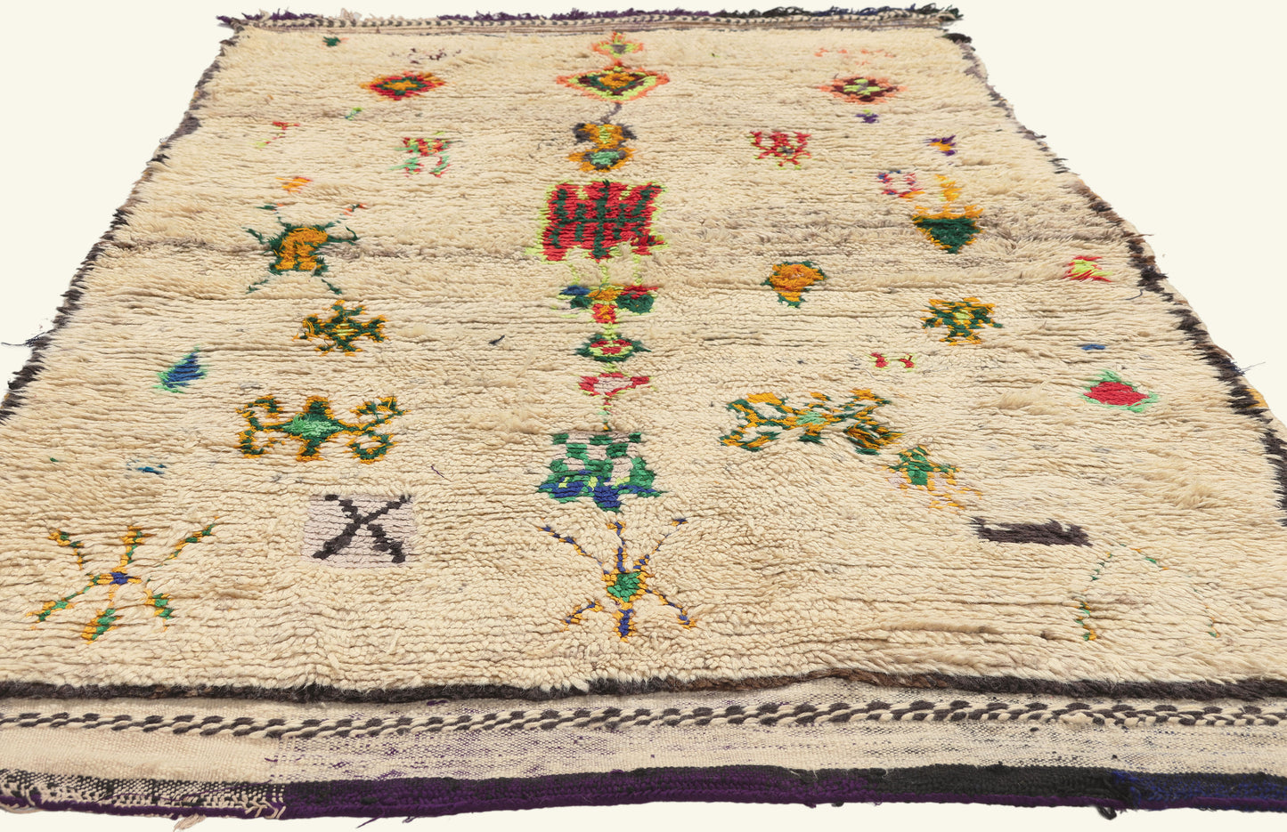 4 x 7 - Ivory Vintage Azilal Moroccan Rug - 22044