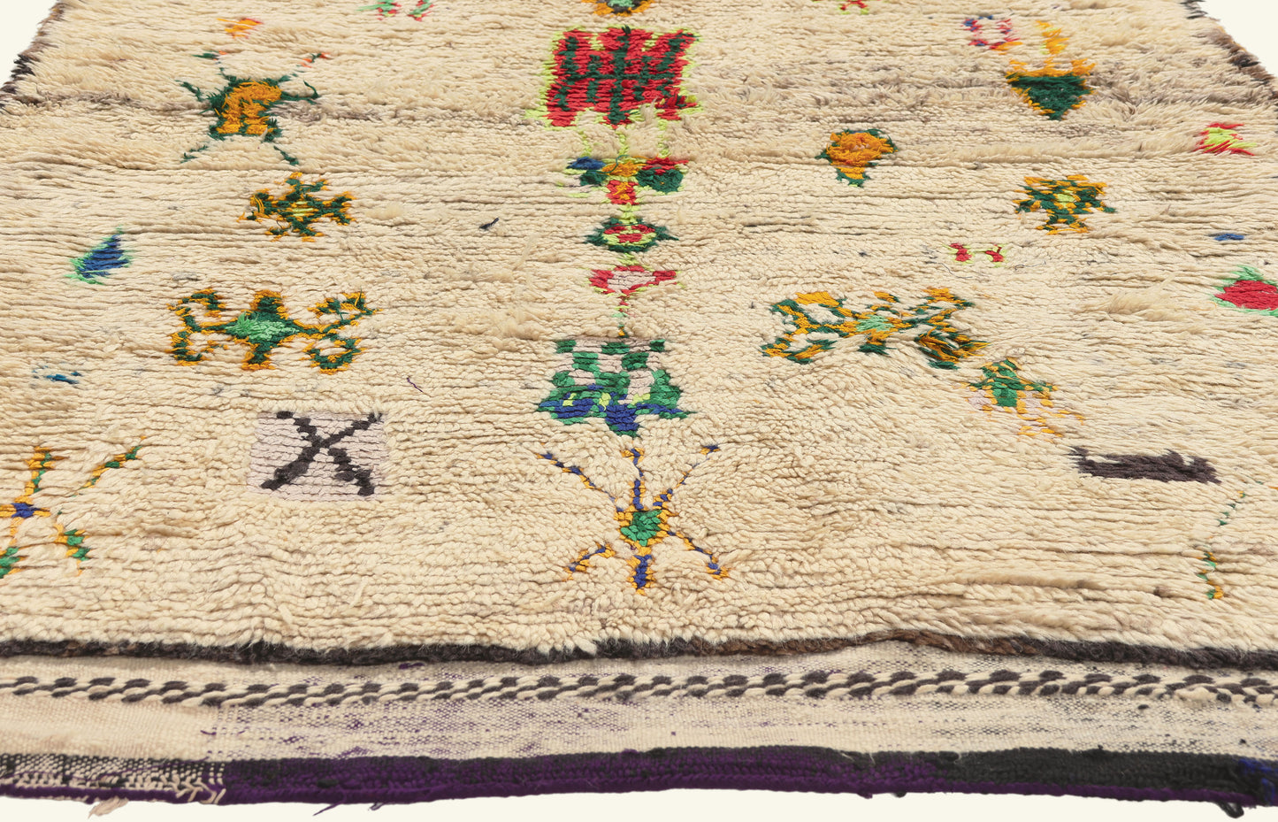 4 x 7 - Ivory Vintage Azilal Moroccan Rug - 22044