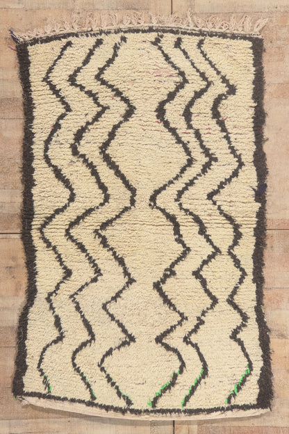 4 x 6 - Ivory Vintage Azilal Moroccan Rug - 22045