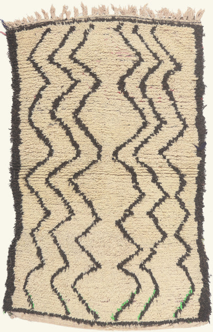 4 x 6 - Ivory Vintage Azilal Moroccan Rug - 22045