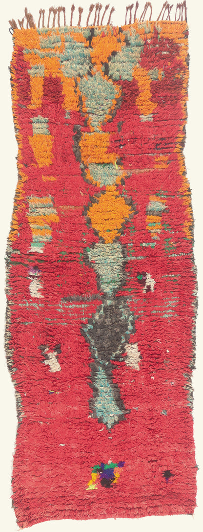 3 x 8 - Red Vintage Boujad Moroccan Rug - 22046