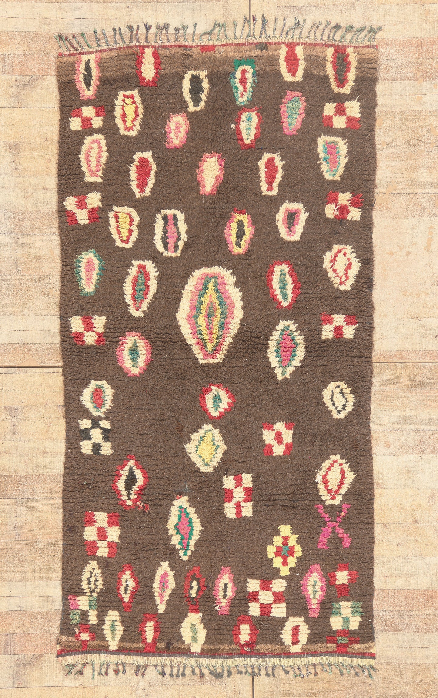 4 x 8 - Brown Vintage Azilal Moroccan Rug - 22047