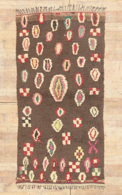 4 x 8 - Brown Vintage Azilal Moroccan Rug - 22047