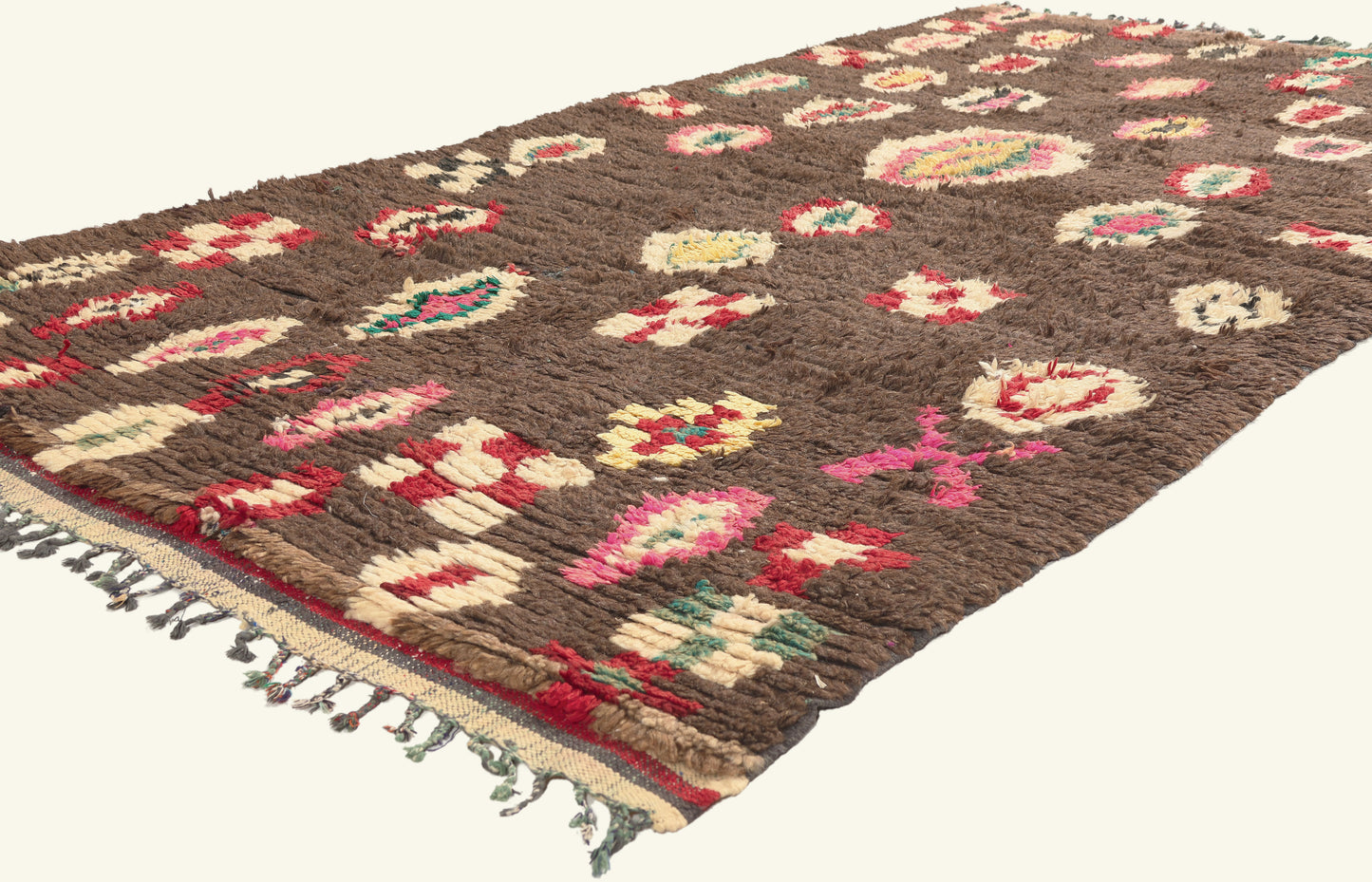 4 x 8 - Brown Vintage Azilal Moroccan Rug - 22047