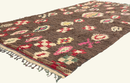 4 x 8 - Brown Vintage Azilal Moroccan Rug - 22047