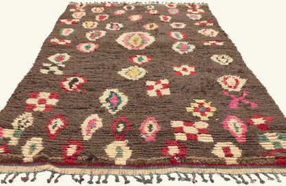 4 x 8 - Brown Vintage Azilal Moroccan Rug - 22047