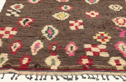 4 x 8 - Brown Vintage Azilal Moroccan Rug - 22047