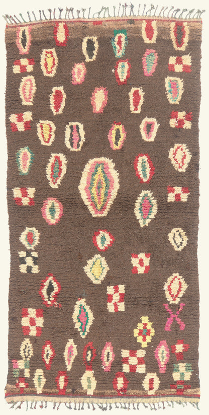 4 x 8 - Brown Vintage Azilal Moroccan Rug - 22047