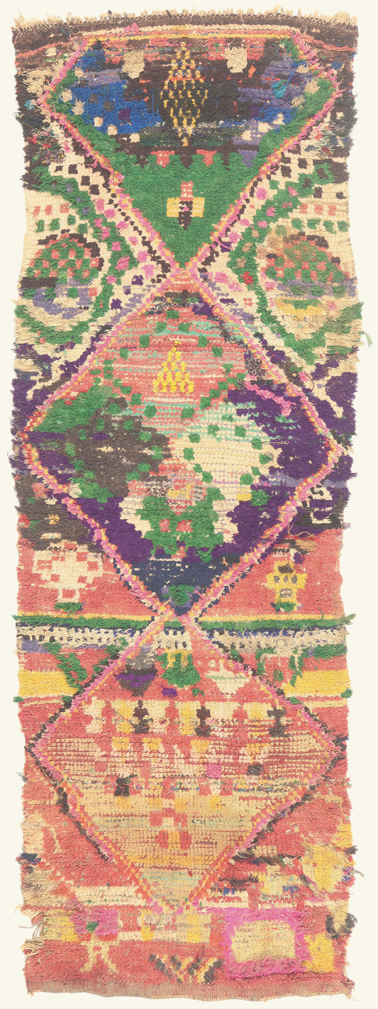 3 x 8 - Multicolor Vintage Boujad Moroccan Rug - 22053