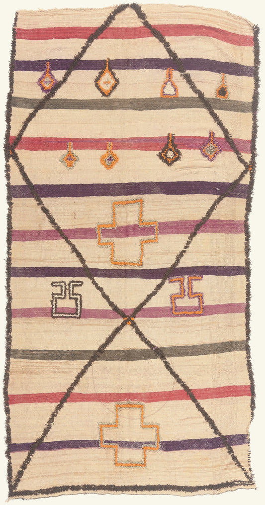 5 x 11 - Ivory Vintage Glaoui Moroccan Rug - 22055