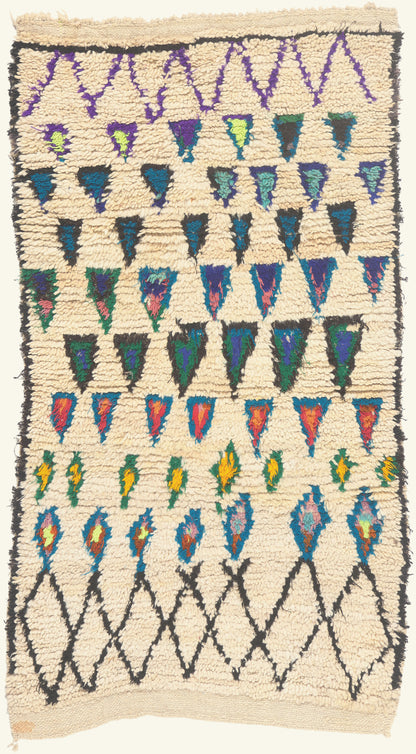 3 x 5 - Ivory Vintage Azilal Moroccan Rug - 22057