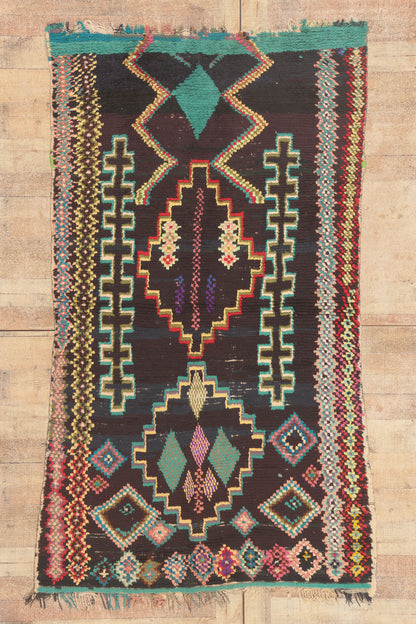 4 x 7 - Black Vintage Azilal Moroccan Rug - 22058