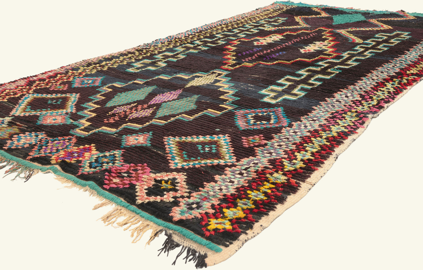 4 x 7 - Black Vintage Azilal Moroccan Rug - 22058